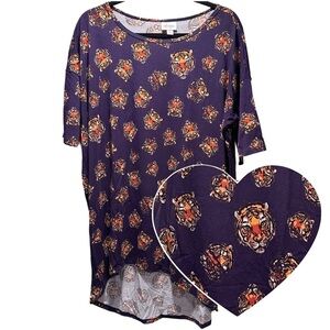 NEW LulaRoe Irma Mid-Sleeve Stretchy High-Low Tunic Top Loose Fit Modest Tigers